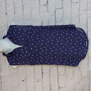 Navy Blue w White Polka Dot Loft Classic Sleeveless Polo Top XS